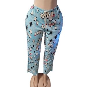 HUE Light Blue Penguin Print Pajama Pants